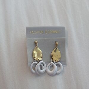 Gold and White Fashion Earrings